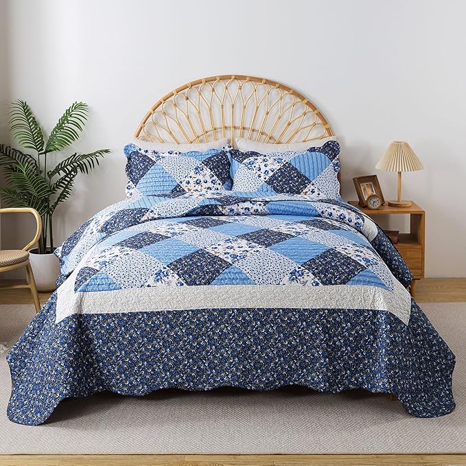 HoneiLife Queen Bedspreads - Oversized 106"x106" Quilt Sets, 3-Piece, All Season Use, Microfiber Coverlet