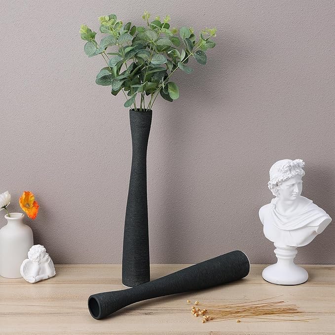 Garneck 2pcs Ceramic Flower Vases Narrow Neck Floor Vases Decorative Home Office Centerpiece Display for Floral Arrangements Glazed Pottery Design