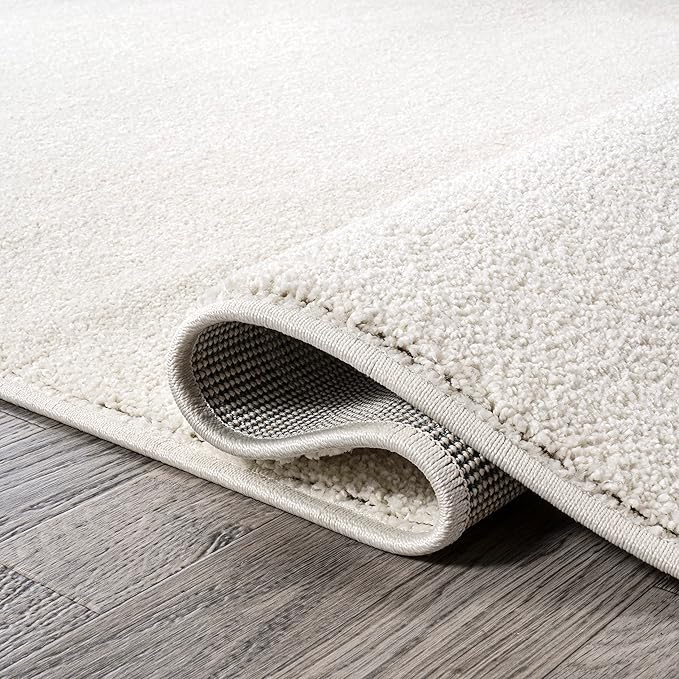 JONATHAN Y Haze Solid Low-Pile Cream 4x6 Oval Indoor Area Rug, Coastal,Bohemian,Minimalist,Classic, Easy-Cleaning for Living Room,Bedroom,Kitchen,Pet Friendly,Non-Shedding (SEU100T-4OV)