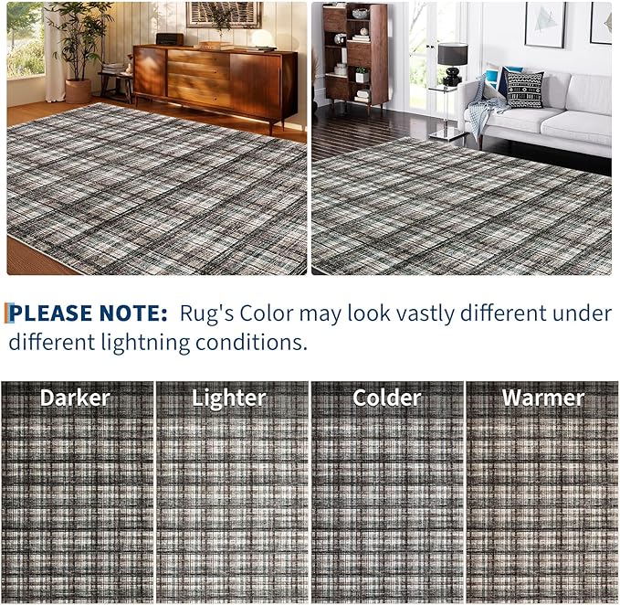 Washable Area Rug 5x7 Rugs for Living Room Modern Bedroom Rug Large Area Rug Non Slip Throw Rugs Soft Low Pile Stain Resistant Carpet for Dining Room Nursery Rug 5'x7' Teal&Dark Brown