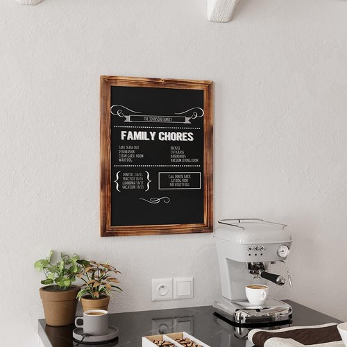 HBCY Creations Chalkboard | 18" x 24" Torched Brown Solid Wood Frame | Magnetic Surface & Accessories