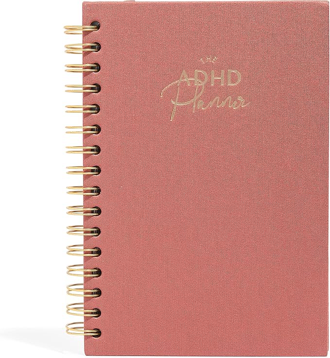 The ADHD Planner - Undated Daily Weekly Schedule Organizer Journal for Disorganized People - Habit Tracker Record Emotions & Mood - Academic Goals - Structure & Focus for Adults Brains (Spiral) (Red)