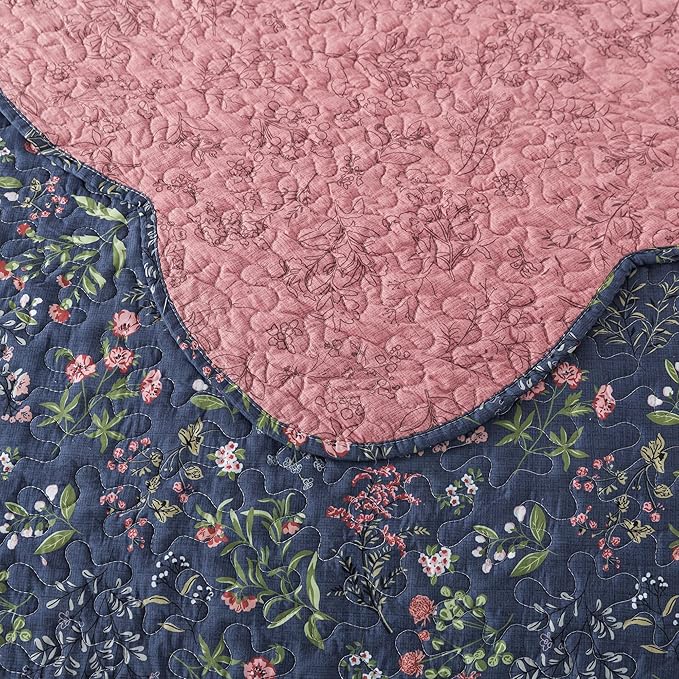 HoneiLife Queen Quilt Bedding Set - Floral Quilt Sets for Queen Bed, 3-Piece Wildflower Bedspreads,Botanical Coverlets Bed Cover, Microfiber Bedding Set All Season Quilts-Flower Sea