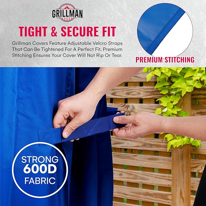 Grill Cover by Grillman, Blue, 64 Inch, BBQ Outdoor Grill Covers, Charcoal & Gas Grills, Waterproof, Rip-Proof, Weather-Resistant, Anti-UV, Barbecue Cover for Weber, Genesis, Charbroil, Nexgrill, etc
