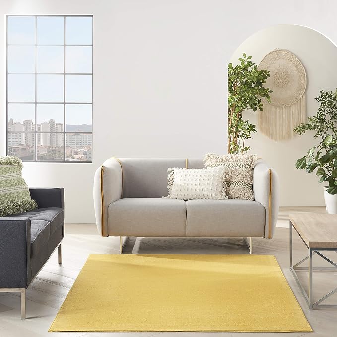 Nourison Home Nourison Essentials Yellow 6' x 9' Area Rug - Easy Clean, Non Shedding, Bed Room, Living Room, Dining Room, Kitchen (6' x 9')