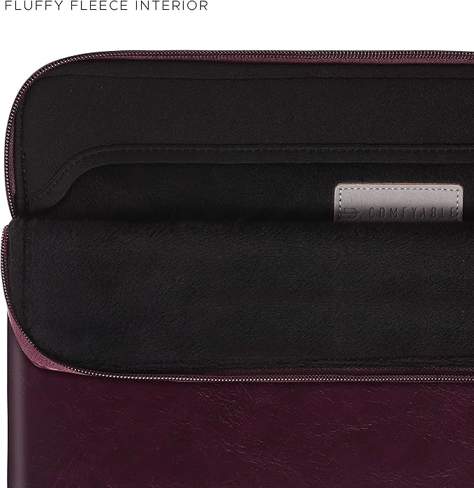 Comfyable Slim Laptop Sleeve Compatible with 13 Inch MacBook Air 13 in M4 M3 M2 M1, 13" MacBook Pro, PU Leather Bag Water-Resistant Cover Case, Berry Brown