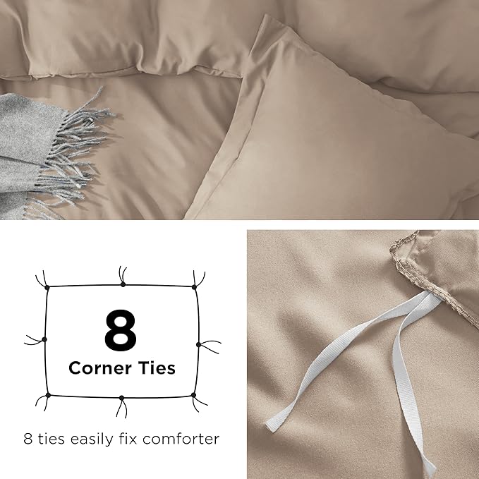 Bedsure Duvet Cover Queen Size - Soft Double Brushed Bedding Set for Kids & Adults, Zipper Closure, 3 Pieces, Includes 1 Duvet Cover (90"x90") & 2 Pillow Shams, NO Comforter, Hazel