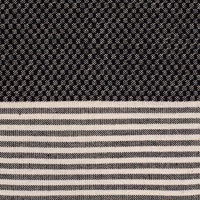 Boho Striped Turkish Hand Towels Set of 2 | 100% Cotton, 16 x 40 Inches | Decorative Bathroom Hair Face Gym Yoga Dishcloth Tea Kitchen Light Weight Quick Dry Farmhouse Towel (Black)