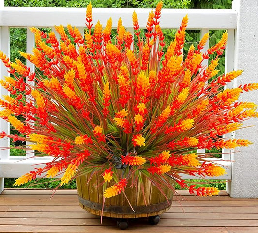 Artificial Plants Outdoor, 20 Pcs Fake Mums Flowers UV Resistant Outdoor Plants, Artificial Fall Flowers Plastic Faux Plants Shrubs for Home Porch Garden Yard Window Box