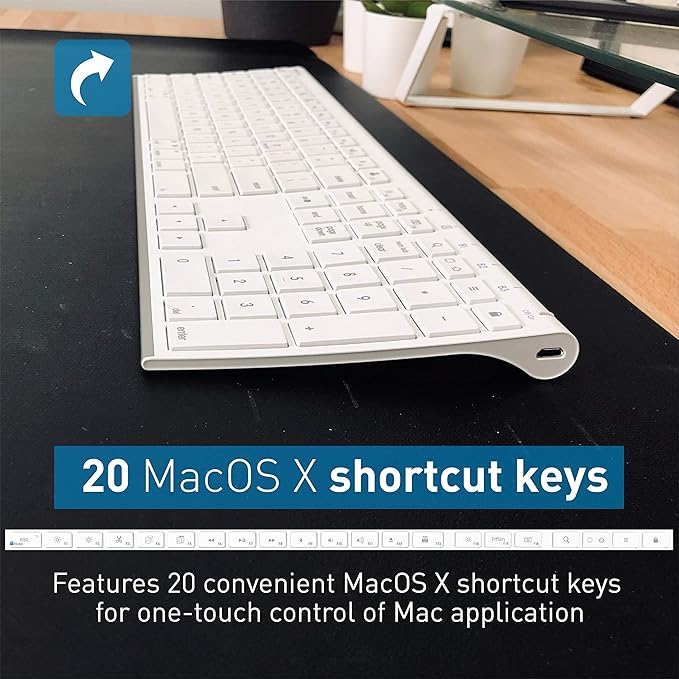 Macally Wireless Bluetooth Rechargeable Mouse and a Wireless Bluetooth Keyboard for Mac & PC, Classic Apple Essentials