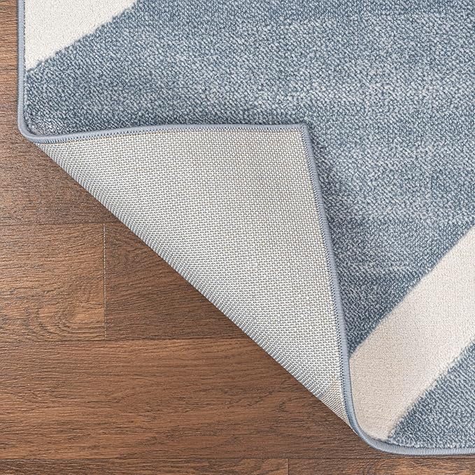 JONATHAN Y Sun Two-Tone High-Low Runner Rug 2X8 Blue/White, Aelius MidCentury Scandinavian Abstract for Living Room, Bedroom, Kitchen, Easy-Cleaning, Pet-Friendly, Non-Shedding SND101C-28