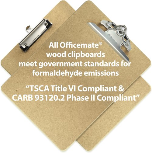 Officemate Recycled Wood Clipboards - 6 Inch Clip, Letter Size (9 x 12.5 Inches), Brown | 6 Pack