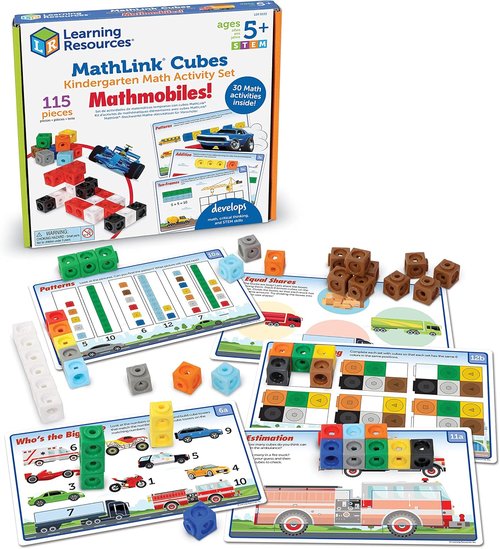 Learning Resources MathLink Cubes - 115-Piece Kindergarten Math Activity Set | Engaging STEM Games for Ages 5+
