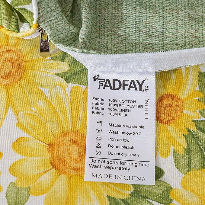 FADFAY Sunflower College Duvet Cover Set Vintage Yellow Daisy Floral Bedding Shabby Botanical Dorm Room Comforter Cover Set 100% Cotton Soft Quilt Cover with Hidden Zipper Closure 3Pcs, Twin XL Size