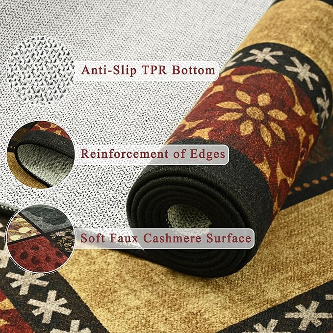 Tepook 8x10 Area Rugs for Living Room, Modern Large Geometric Rug for Bedroom, Washable Patchwork Rug Indoor Non Slip Throw Carpets for Dining Room Office Farmhouse Home Decor, Colorful