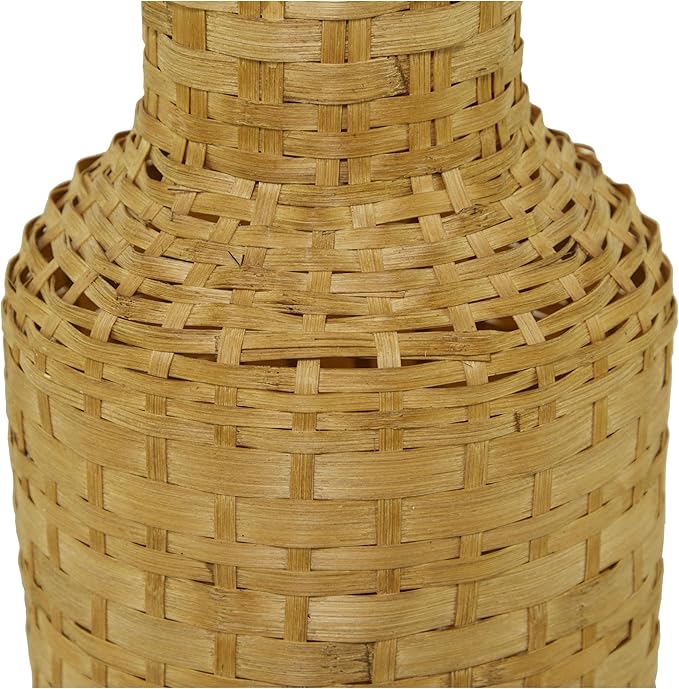 Deco 79 Bamboo Wood Decorative Vase Tall Woven Floor Centerpiece Vase, Vase for Home Decoration 8" x 8" x 30", Brown