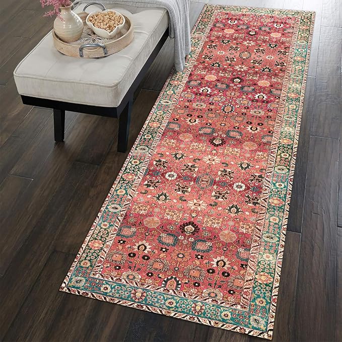 vivorug Runners for Hallways 2'x10', Non Slip Washable Rug, Carpet Runner for Kitchen Laundry Room Bedroom, Ultra Soft Rug Runner with Rubber Backing, Cherry Red/Spice