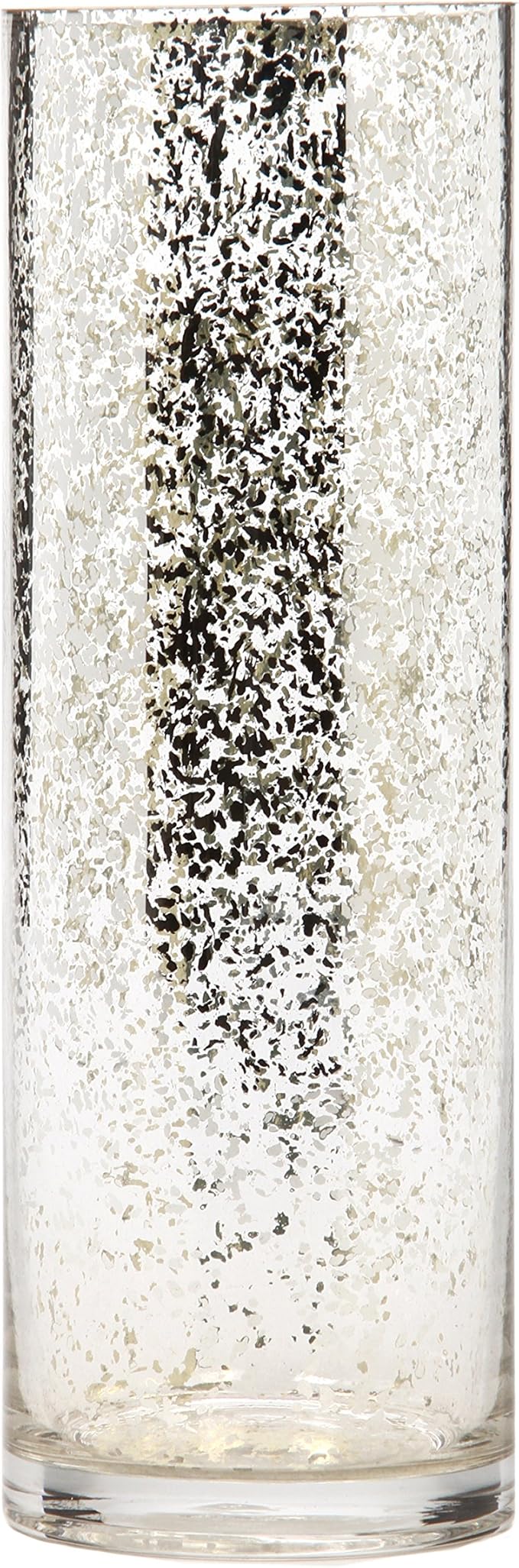 Hosley 12 Inch High Metallic Silver Speckled Finish Glass Floral Vase. Ideal Gift for Floral Arrangements Weddings Bridal Spa Meditation Reiki Rose Vase Nautical Settings Led Lantern Votive Garden P1