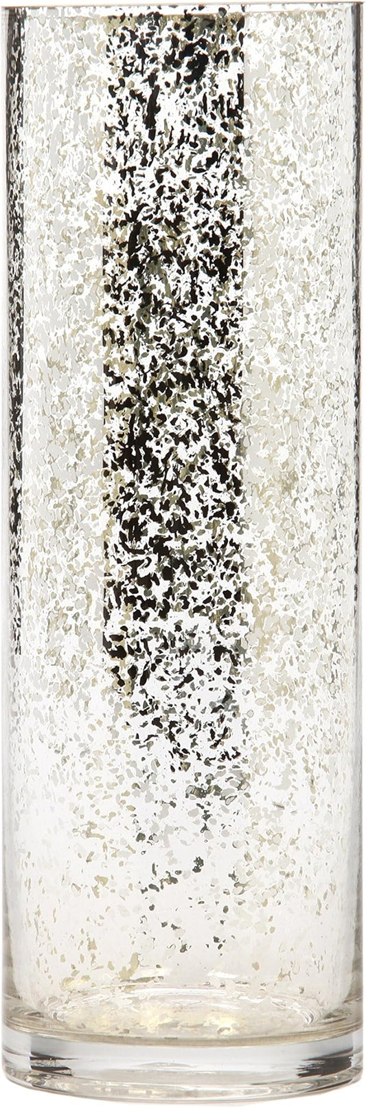 Hosley 12 Inch High Metallic Silver Speckled Finish Glass Floral Vase. Ideal Gift for Floral Arrangements Weddings Bridal Spa Meditation Reiki Rose Vase Nautical Settings Led Lantern Votive Garden P1
