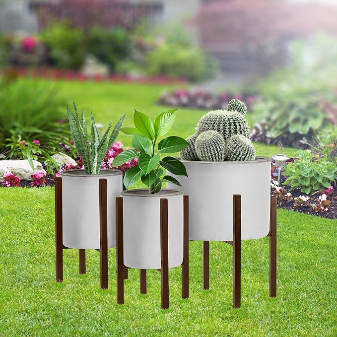 Sorbus Adjustable Metal Plant Stand – Mid Century Style Flower Pot Holder, 10 to 16 Inches Planter Stand for Modern Home Décor, Houseplants – Plant & Pot NOT INCLUDED (Brown, 1 Pack)