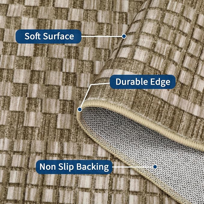 Washable Rug 10x13 Area Rug for Bedroom Modern Living Room Rug Contemporary Large Area Rug Non Slip Throw Rugs Stain Resistant Carpet for Department Dining Room 10'x13' Brown