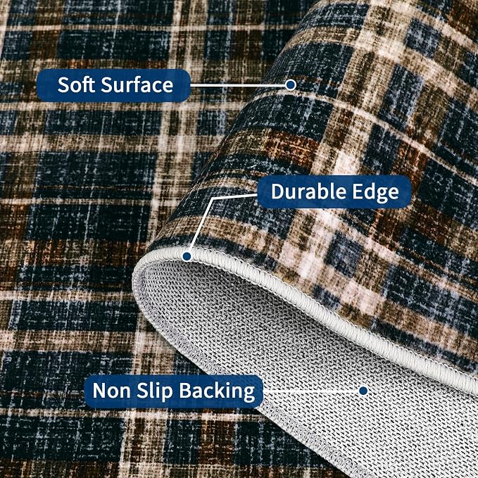 Washable Runner Rug 2x10 Modern Bathroom Rugs Non Slip Kitchen Rugs with Rubber Backing Entryway Rug Soft Non Shedding Stain Resistant Carpet for Laundry Hallway Bedside 2'x10'