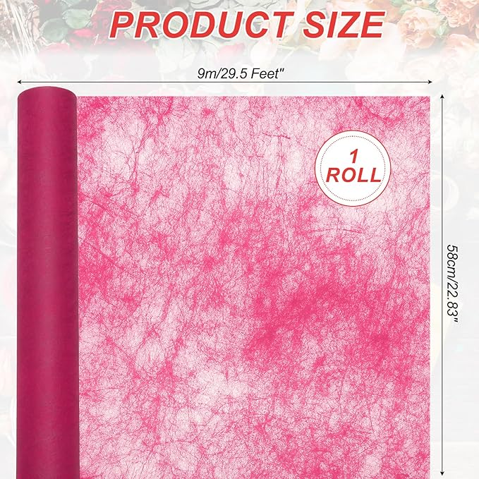PATIKIL Flower Wrapping Paper 29.5 Ft x 22.8 Inch, Cotton Wrapping Flower Paper Tissue Paper for Flower Bouquet Gift Wrapping Valentine's Day Graduation Gift Floral Wrap, Pink