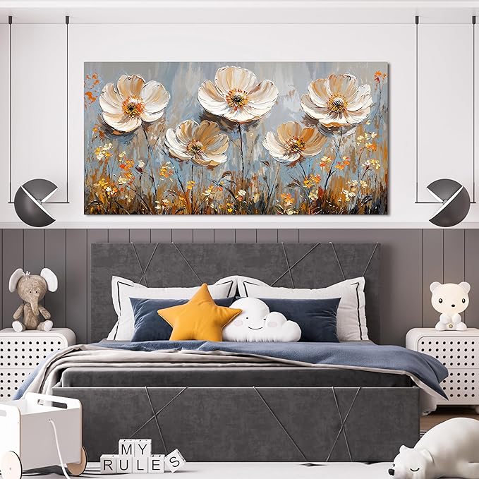 Canvas Wall Art Decor Art Work for Wall Decor Large Vintage Gold Wall Art Prints Wall Art Pictures for Living Room Nature Flower Wall Art Decorations Artwork for Walls Bedroom Office Decor 24" X 48"