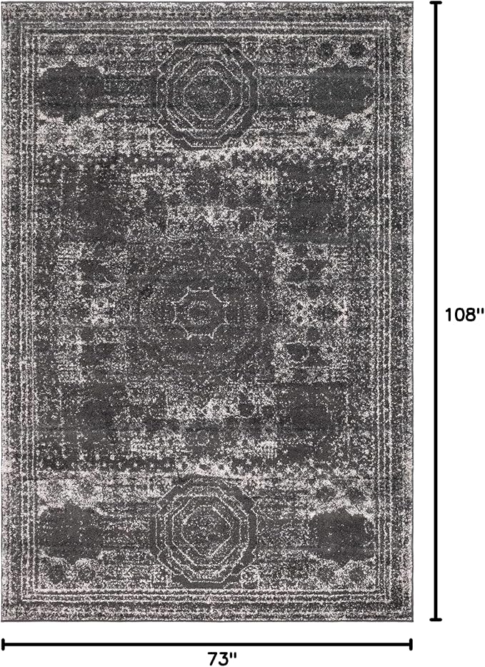Unique Loom Bromley Collection Area Rug - Wells (6' 1" x 9' Rectangle, Dark Gray/ Gray)