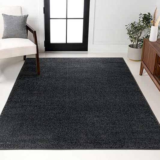 JONATHAN Y Haze Solid Low-Pile Black Indoor Area Rug 10x14, Coastal,Bohemian,Minimalist,Classic, Easy-Cleaning for Living Room,Bedroom,Kitchen,Pet Friendly,Non-Shedding (SEU100I-14)