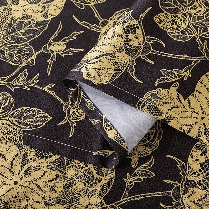 FADFAY Rose Sheets Set Full Vintage Black Gold Floral Bedding Shabby Peony Botanical Sheets Luxury Farmhouse Bedding 800 Thread Count 100% Egyptian Cotton Deep Pocket Fitted Sheet 4Pcs, Full Size
