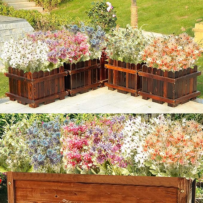 Artificial Flowers Wildflowers Silk Daisy Spring Fake Daisies Decoration Summer UV Resistant Colorful Mixed Bundles Faux Greenery Outdoor Plant Stem Filler for Home Decor Indoor Floral Arrangements