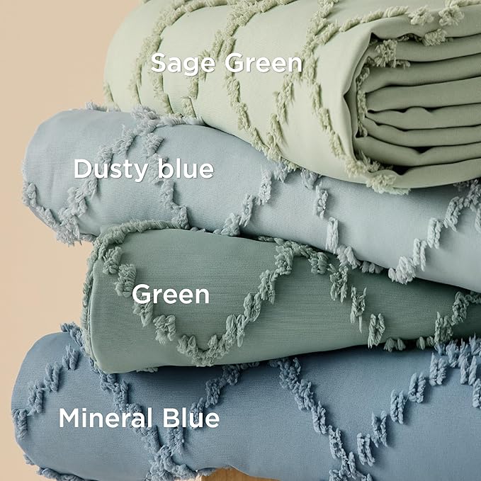 Bedsure Boho Duvet Cover King Size - Green Breathable & Soft Boho Bedding, Machine Washable Comforter Cover for All Seasons, Includes 1 Duvet Cover 104"x90" with 2 Pillow Shams & Zipper Closure
