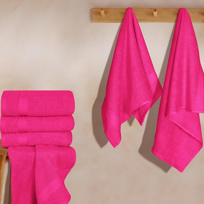GLAMBURG Ultra Soft 6-Piece Hand Towel Set 16x28-100% Ringspun Cotton - Durable & Highly Absorbent Hand Towels - Ideal for use in Bathroom, Kitchen, Gym, Spa & General Cleaning - Hot Pink