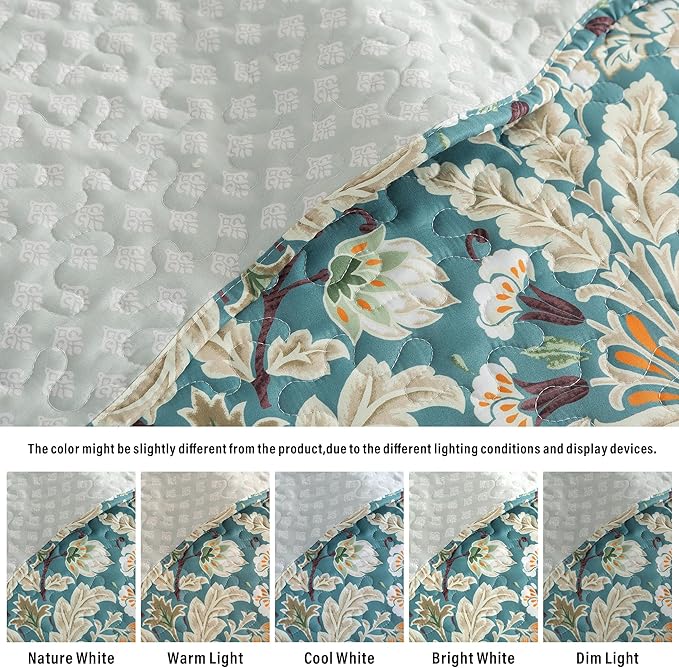HoneiLife Quilt Sets King Size - Microfiber Bedspreads for King Bed, 3-Piece Lightweight Coverlets, Retro Bed Cover King Quilt Bedding Set All Season Quilts-Grayish Green