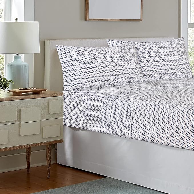 RUVANTI 100% Cotton Twin XL Sheet Sets, 3 Pieces, Soft & Breathable Percale Weave Bedding, Deep Pocket 16", Hotel Standard, Crisp Cool Feel, Durable, Perfect Size Floral Sheets, Chevron