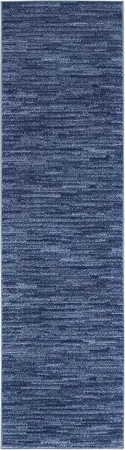 Nourison Home Nourison Essentials Navy Blue 2'2" x 10' Area Rug - Easy Clean, Non Shedding, Bed Room, Living Room, Dining Room, Kitchen (10' Runner)