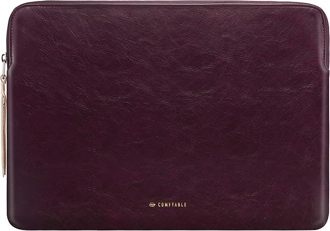 Comfyable Slim Protective Laptop Sleeve Compatible with 13/13.3/14 Inch MacBook Air & MacBook Pro, Mac Travel Case, Laptop Pouch, Slim PU Leather Cover M5/M4/M3/M2/M1 2025-2021, Berry Brown