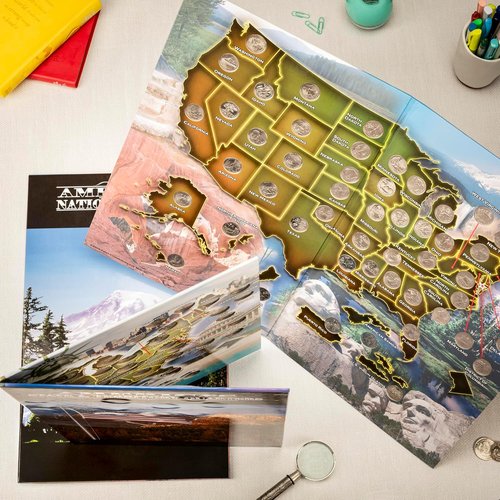 1ST COMMEMORATIVE National Park Quarters - Complete Date Set with Deluxe Color Book