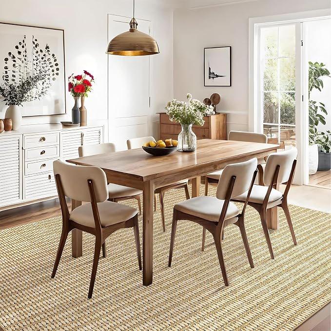 Washable 10x13 Modern Braided Print Area Rug for Living Room Low Pile Soft Bedroom Rugs Non Slip Modern Large Carpet Thin Foldable Boho Vintage Indoor Carpet for Playroom Open Living Room,Camel
