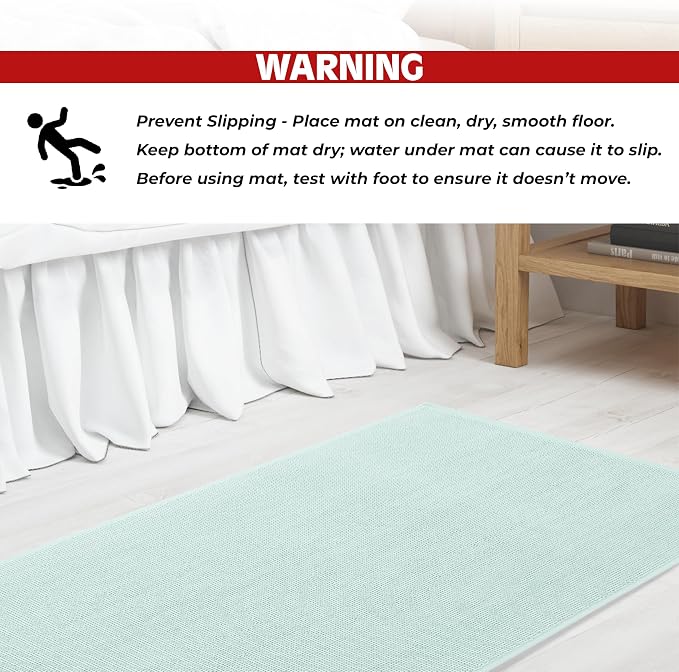 Cotton Paradise 100% Cotton Turkish Bathmat Rug, Soft Absorbent Quick Dry Non Slip, 20x34 Bathmat Rug, Mint Green