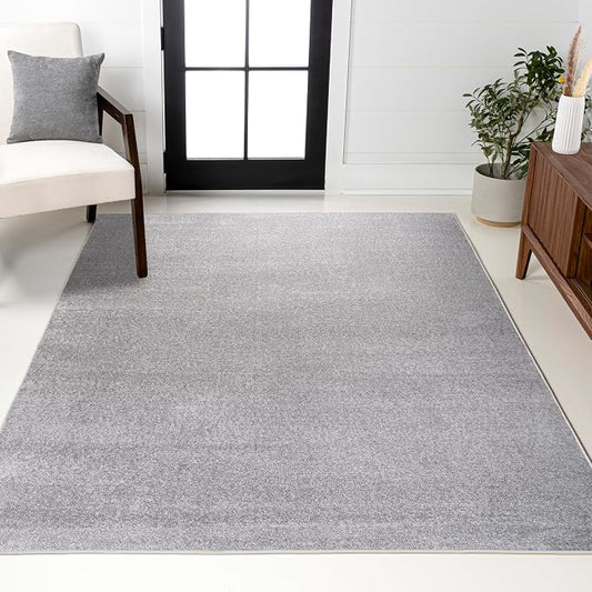 JONATHAN Y Haze Solid Low-Pile Light Gray Indoor Area Rug 12x15, Coastal,Bohemian,Minimalist,Classic, Easy-Cleaning for Living Room,Bedroom,Kitchen,Pet Friendly,Non-Shedding (SEU100K-15)