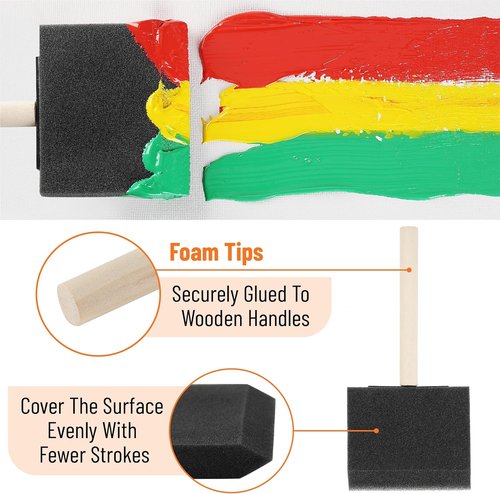 Bates Foam Paint Brushes - 3-Inch Wooden Handle Sponge Brushes for Painting & DIY Projects | 36 Pack