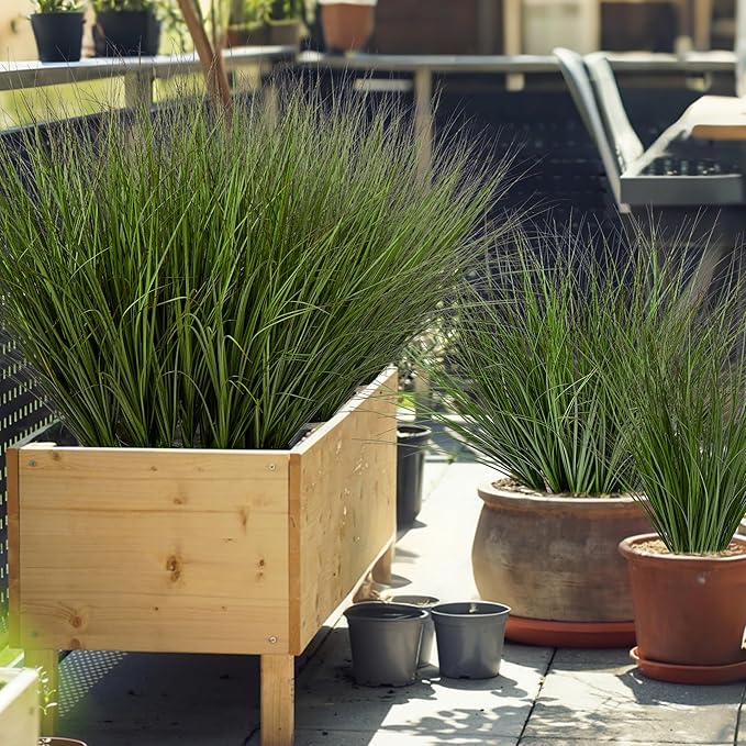 48PCS 17.3" Fake Plants Artificial Wheat Grass Greenery Plastic Plants Fake Grass Artificial Plants for Outdoor Decor Artificial Plant with Greenery Stems for Indoor Home Decoration