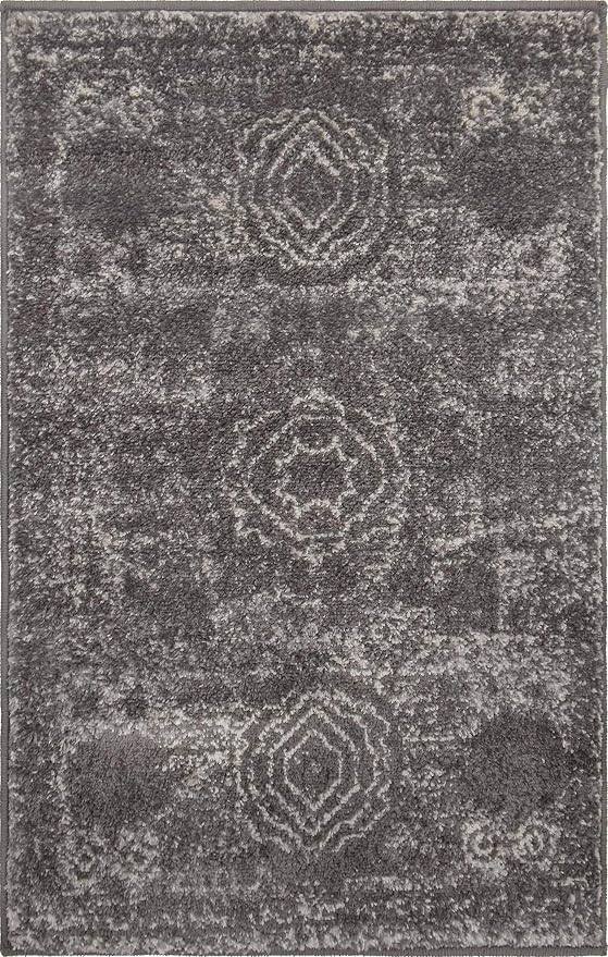 Unique Loom Bromley Collection Area Rug - Wells (2' x 3' 1" Rectangle Dark Gray/Gray)