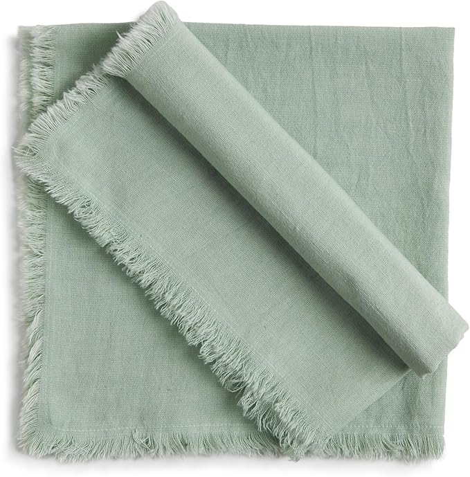 ACCENTHOME Teal Cotton Linen Napkin Set of 12 18x18 inch Dinner Napkins - Washable Soft Premium Hotel Quality Reusable Hemmed Edges Napkins Perfect Table Linens for Family Dinners, Weddings