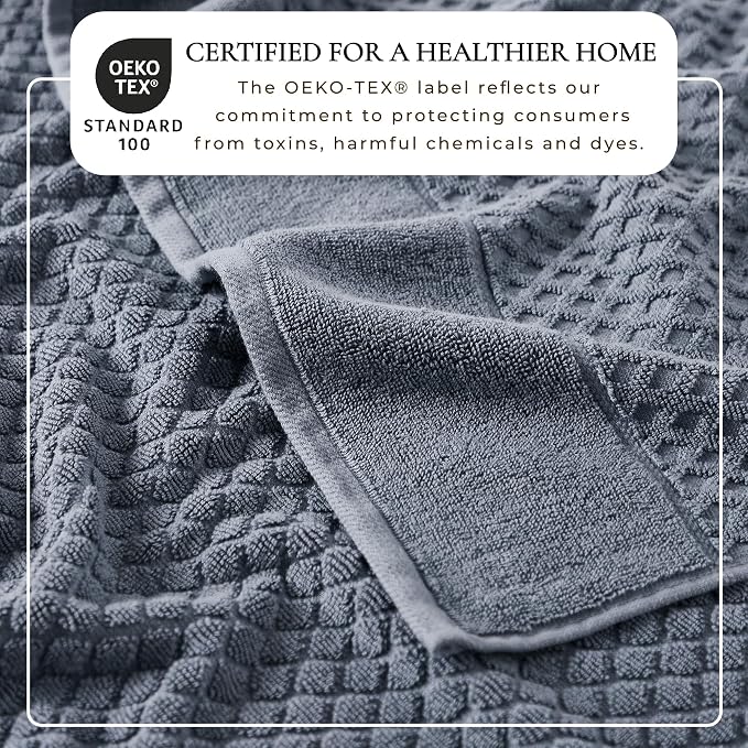 Great Bay Home Oversized Bath Sheets - 100% Cotton 2 Pack 68x35 Extra Large Towel - Absorbent, Durable, Quick-Dry Towels for Bathroom (Blue)