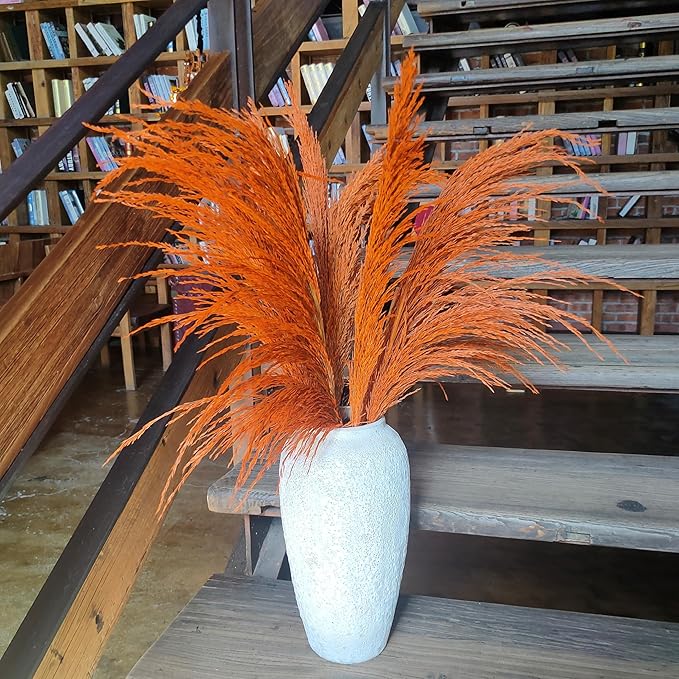 Pampas Grass Decor Tall,Long Pampas, Large Pompas Floral, Elegant Feather Flowers for Wedding Decorations, Living Room Decor (Natural Orange, 4pcs 43.3"(110cm))