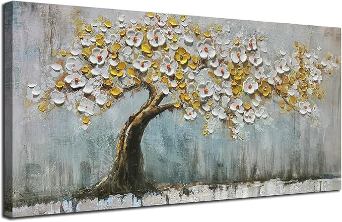Brushart Gold Tree Wall Art Large Canvas Art Wall Decor for Living Room Pictures Paintings Wall Decor Textured for Walls for Bedroom Home Office, 58"x29"