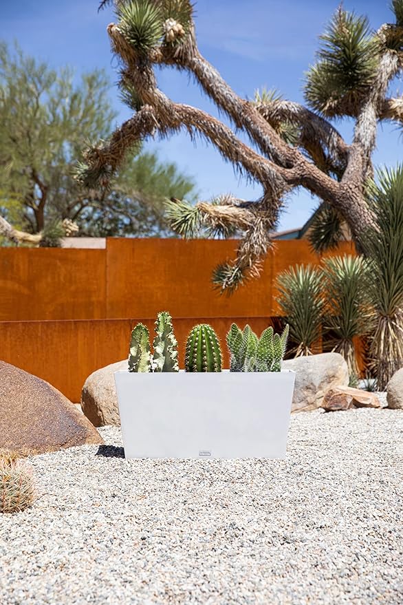Veradek Pure Series Midori Trough Planter - Large Rectangular Planter for Indoor or Outdoor Deck/Porch | Durable All-Weather Use with Drainage Holes | Modern Decor for Shrubs, Flowers, Small Plants